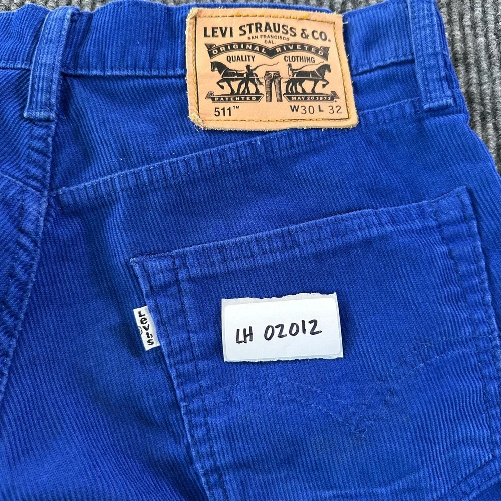 Levis Mens 511 Slim Fit Corduroy Pants 30x32 Blue Textured Cotton Blend